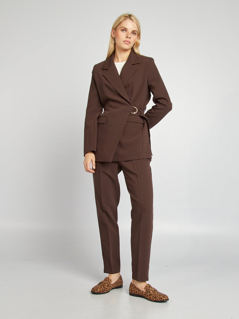 Pantalon cigarette taille haute Marron - Kiabi