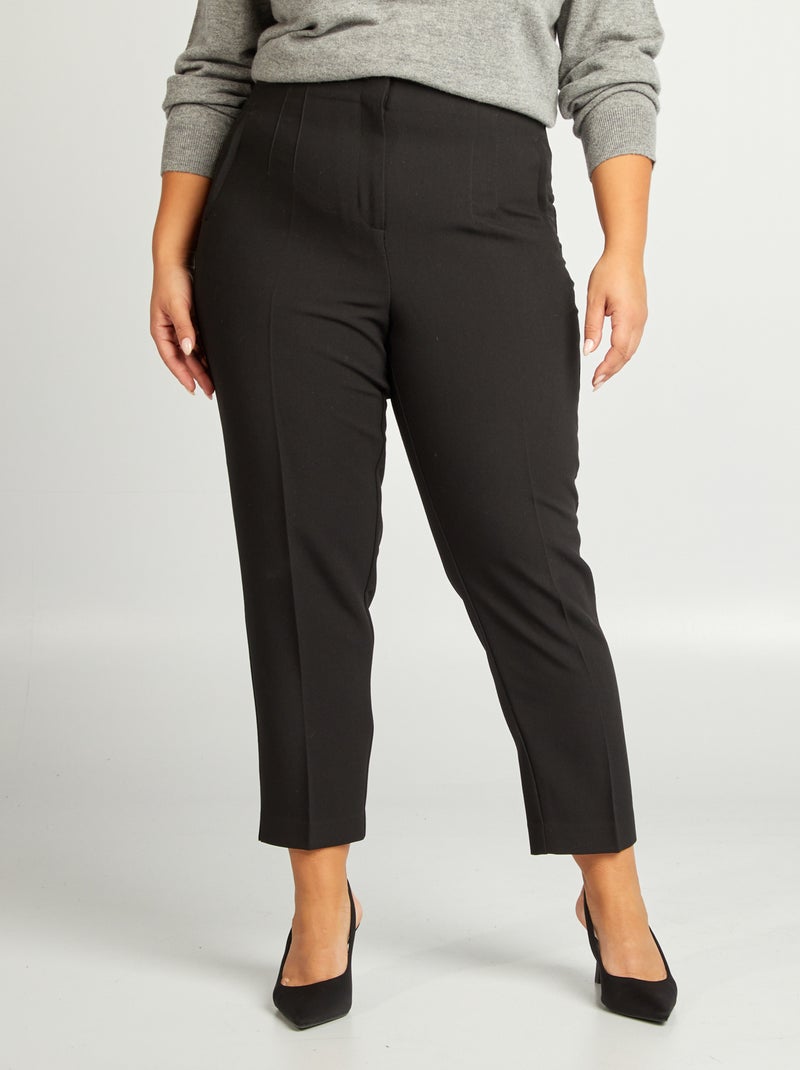Pantalon cigarette taille haute Noir - Kiabi