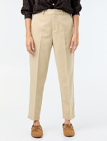 Pantalon femme cigarette uni en chaîne et trame