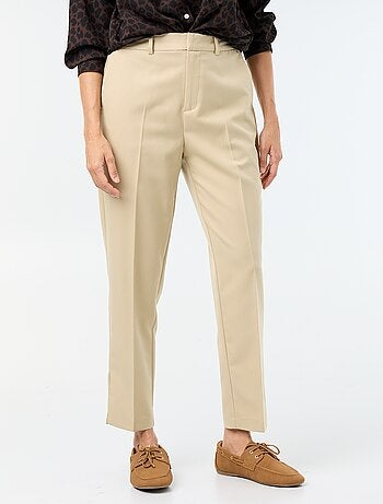 Pantalon femme cigarette uni en chaîne et trame