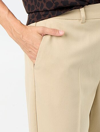 Pantalon femme cigarette uni en chaîne et trame