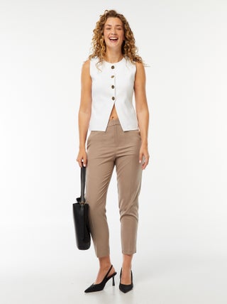 Pantalon cigarette uni avec 2 poches