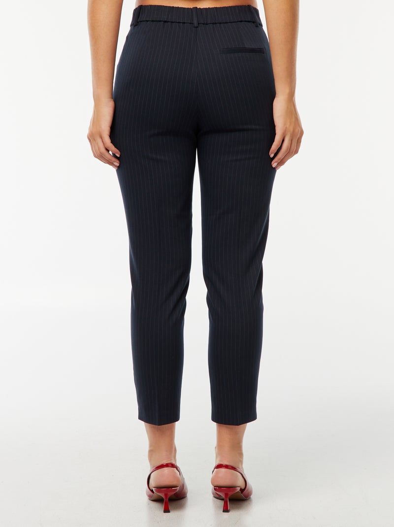 Pantalon cigarette uni avec 2 poches Bleu rayé - Kiabi