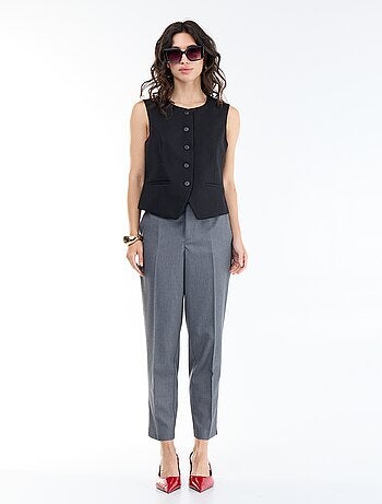 Pantalon cigarette uni avec 2 poches