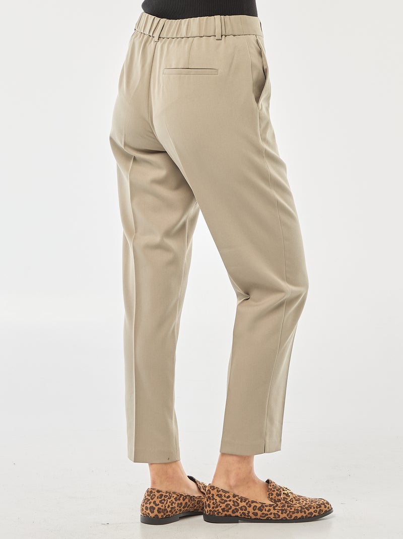 Pantalon cigarette uni avec 2 poches Kaki - Kiabi