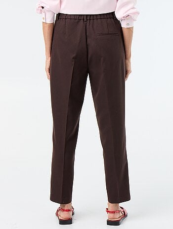 Pantalon femme cigarette uni en chaîne et trame