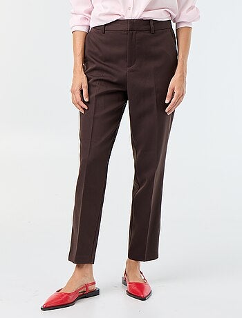 Pantalon femme cigarette uni en chaîne et trame