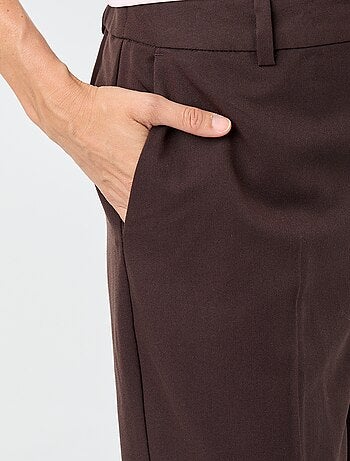 Pantalon femme cigarette uni en chaîne et trame