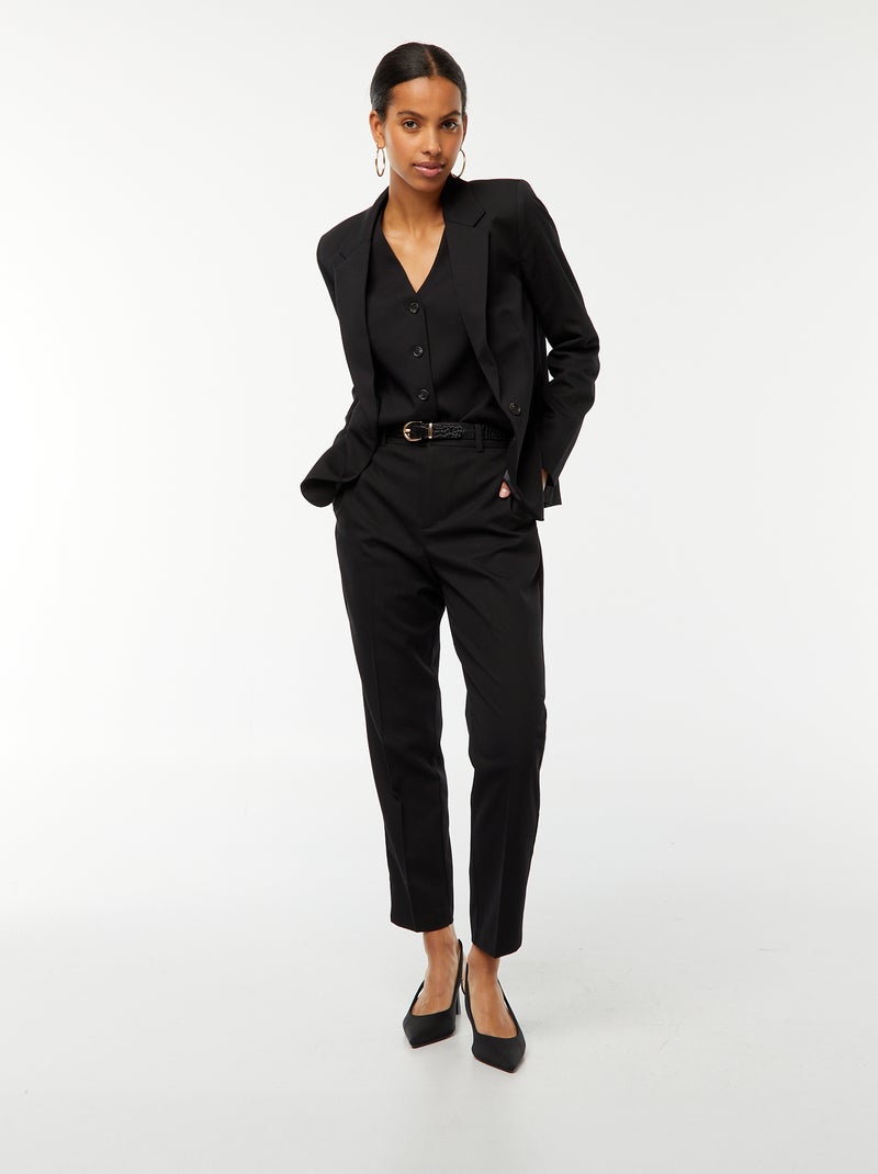 Pantalon cigarette uni avec 2 poches noir - Kiabi