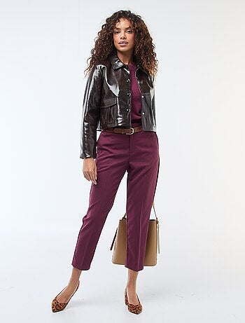 Pantalon cigarette uni avec 2 poches