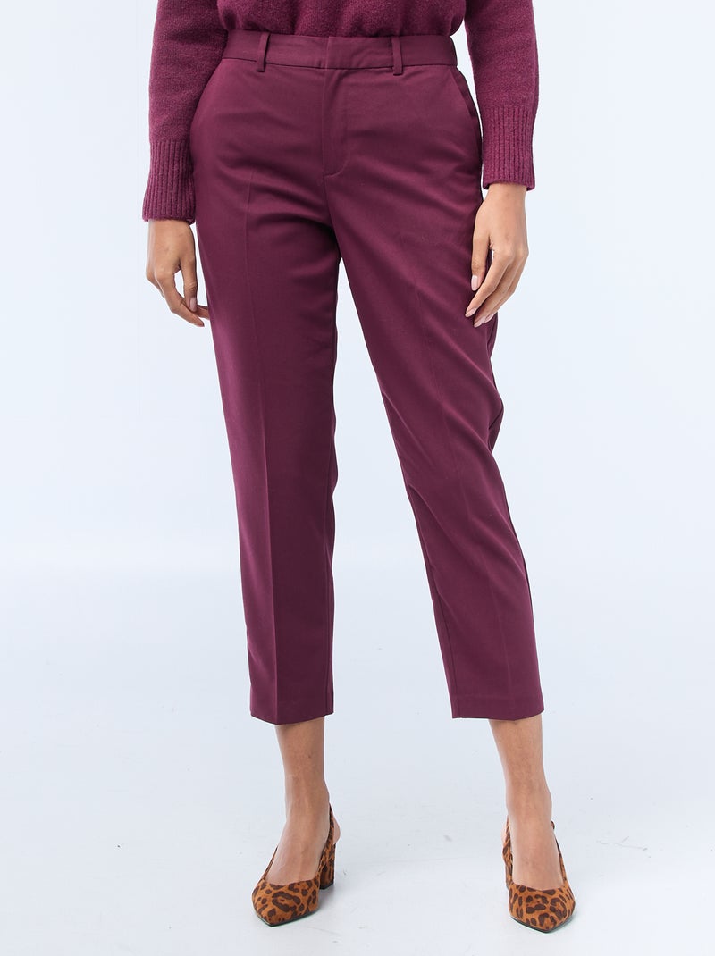 Pantalon cigarette uni avec 2 poches Rouge - Kiabi