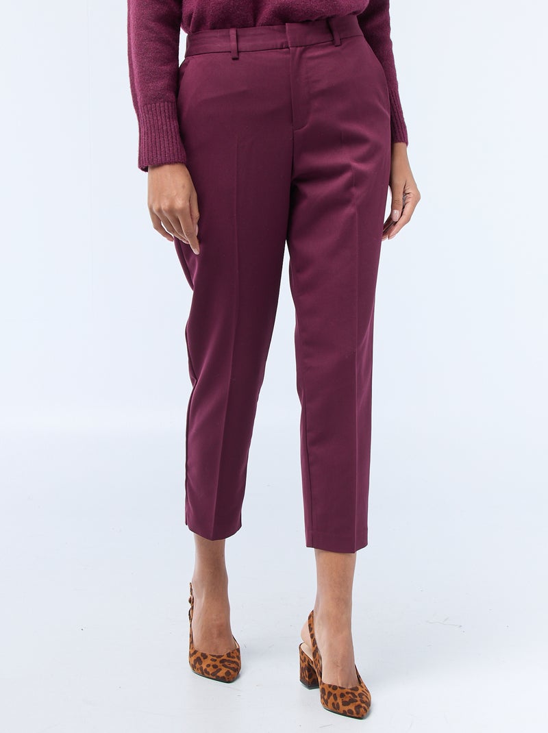 Pantalon cigarette uni avec 2 poches Rouge - Kiabi