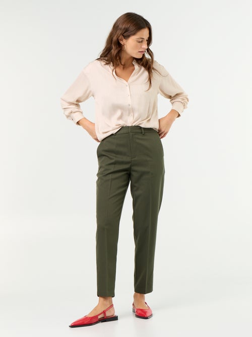 Pantalon cigarette uni avec 2 poches - Kiabi