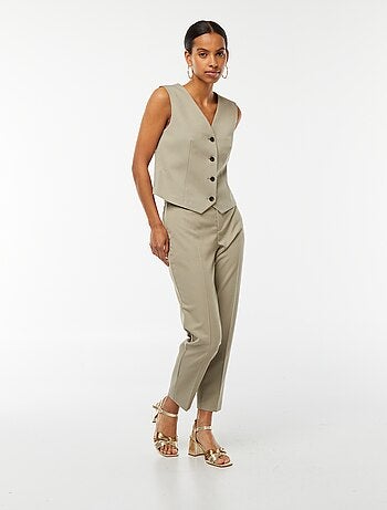 Pantalon cigarette uni avec 2 poches