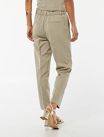 Pantalon cigarette uni avec 2 poches