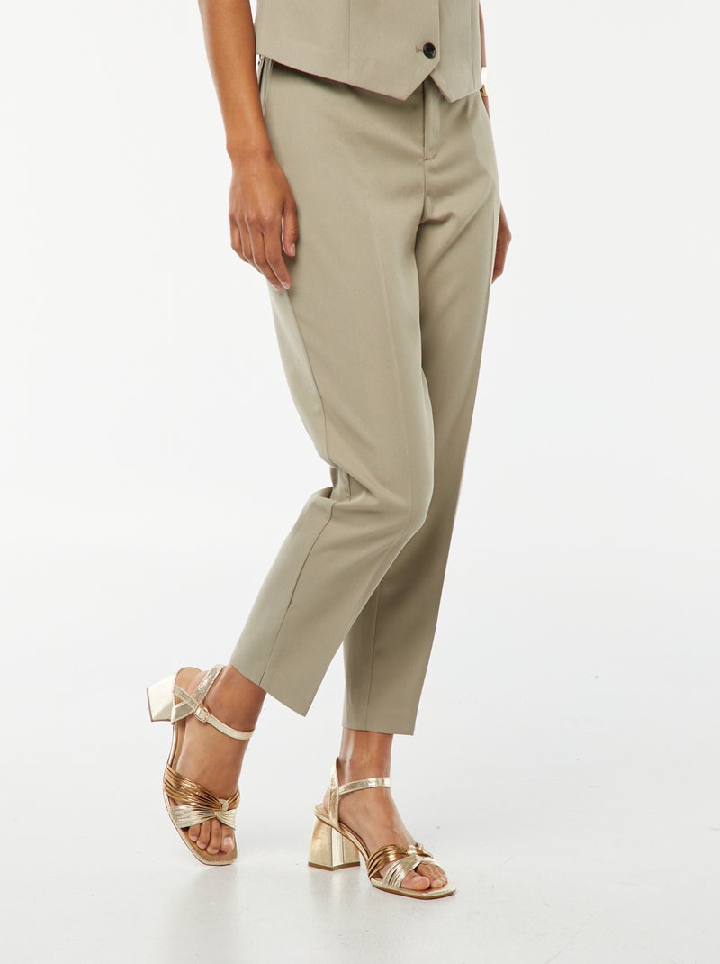 Pantalon cigarette uni avec 2 poches Vert - Kiabi