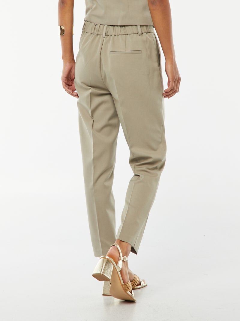 Pantalon cigarette uni avec 2 poches Vert - Kiabi