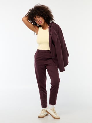 Pantalon cigarette uni avec 2 poches