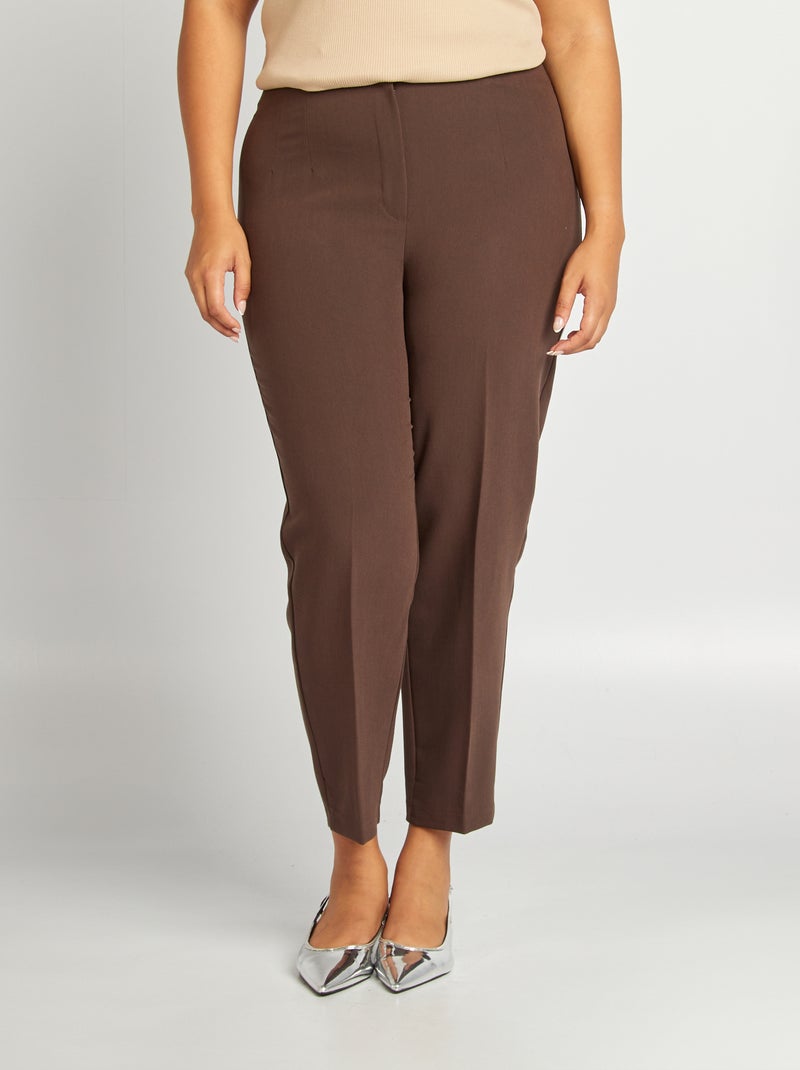 Pantalon cigarette uni Marron - Kiabi