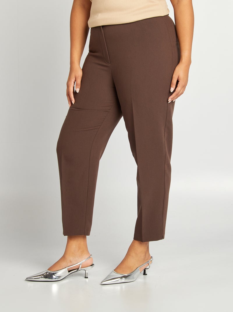 Pantalon cigarette uni Marron - Kiabi