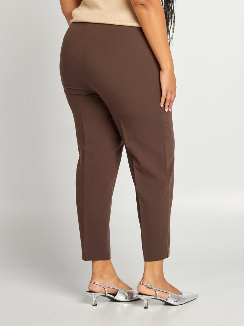 Pantalon cigarette uni Marron - Kiabi