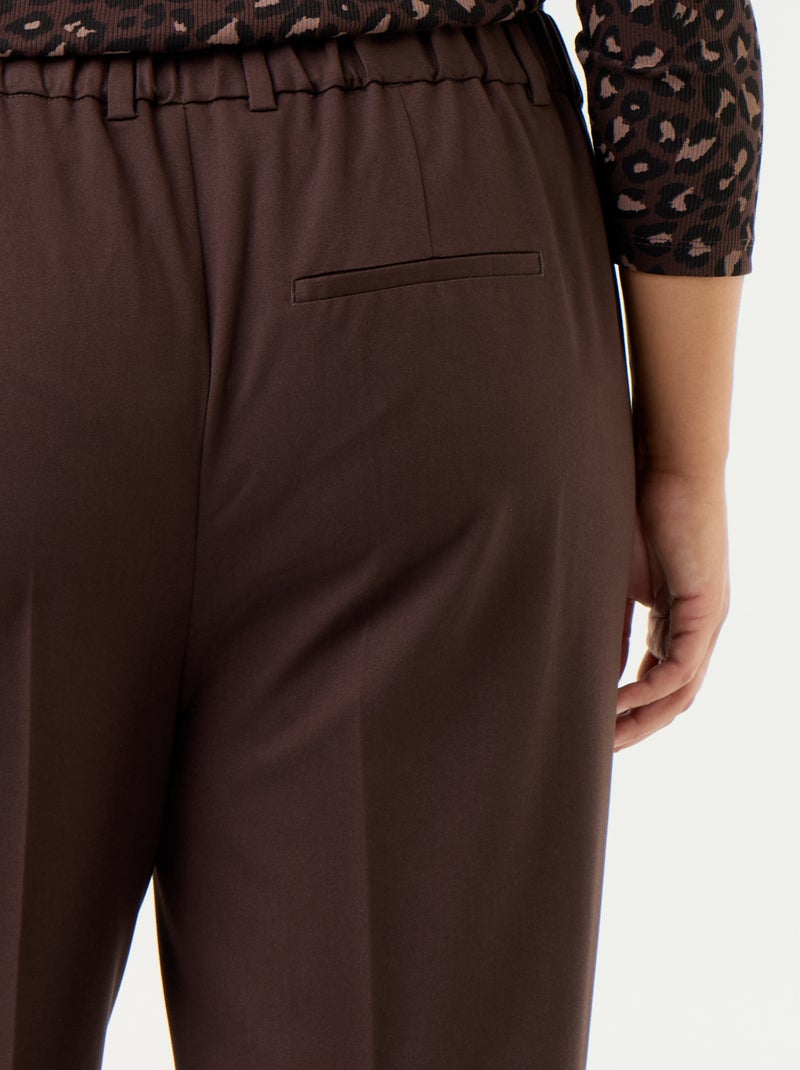 Pantalon cigarette uni Marron - Kiabi