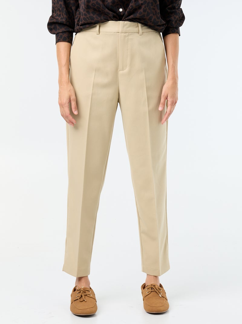 Pantalon cigarette uni pour femme Beige - Kiabi