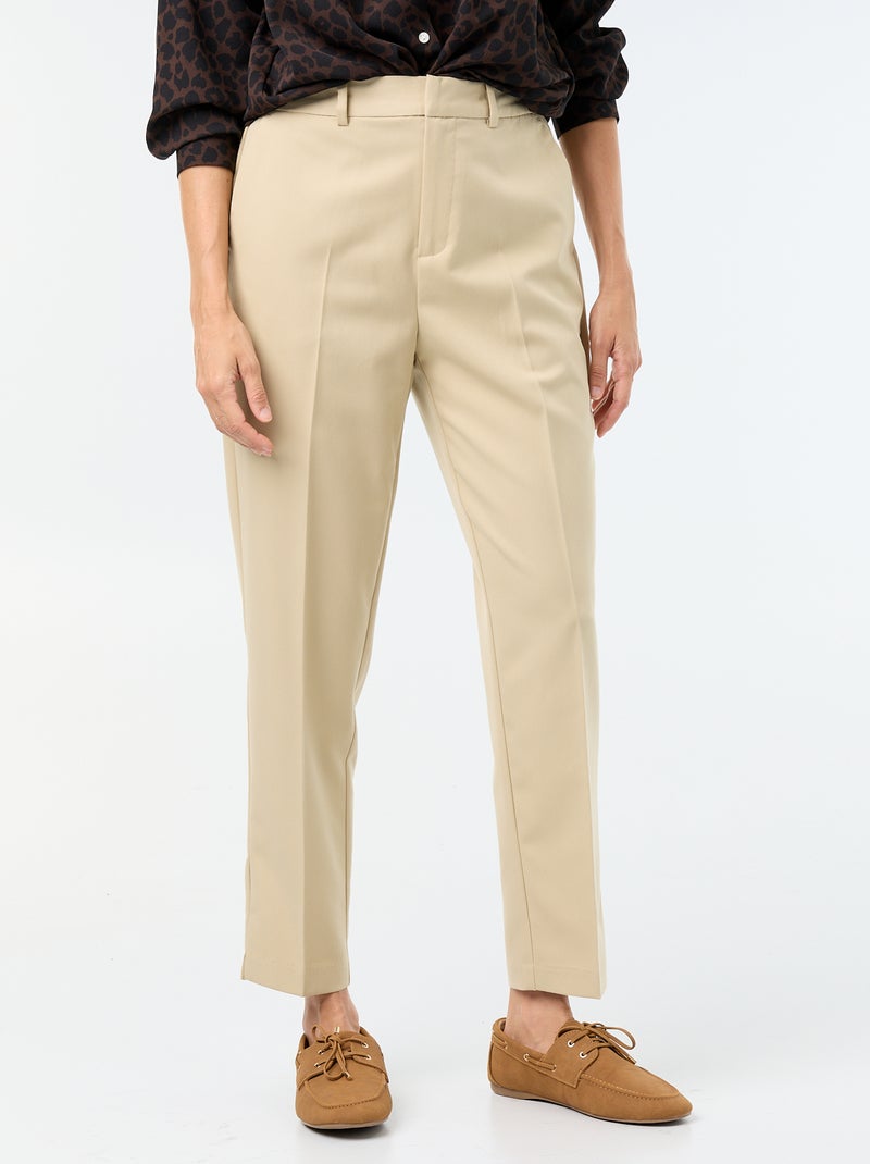 Pantalon cigarette uni pour femme Beige - Kiabi