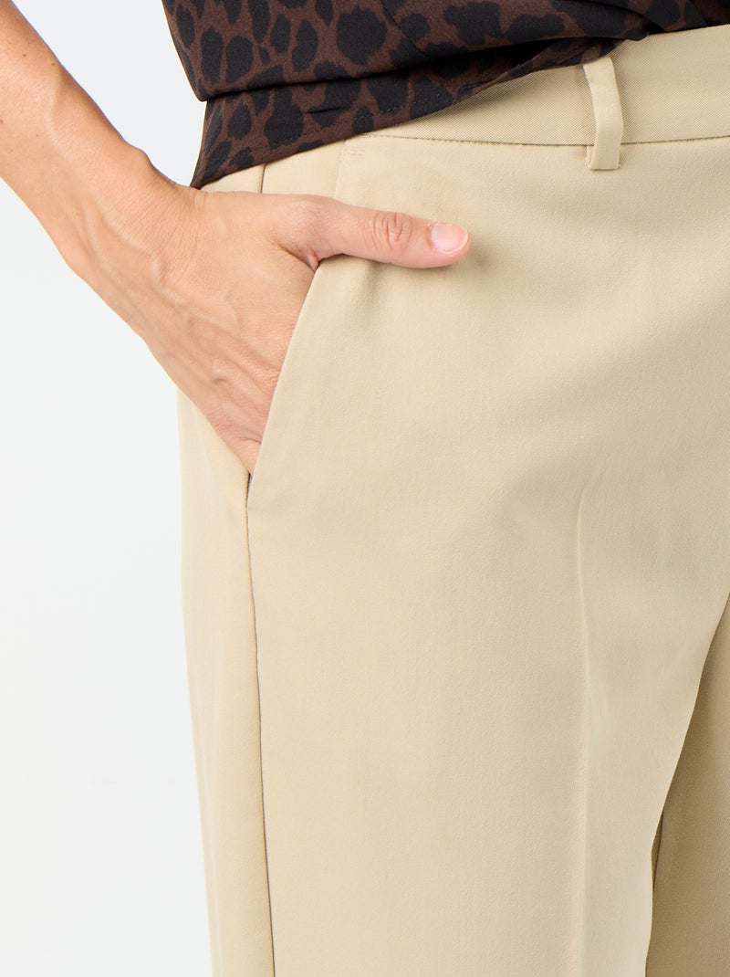 Pantalon cigarette uni pour femme Beige - Kiabi