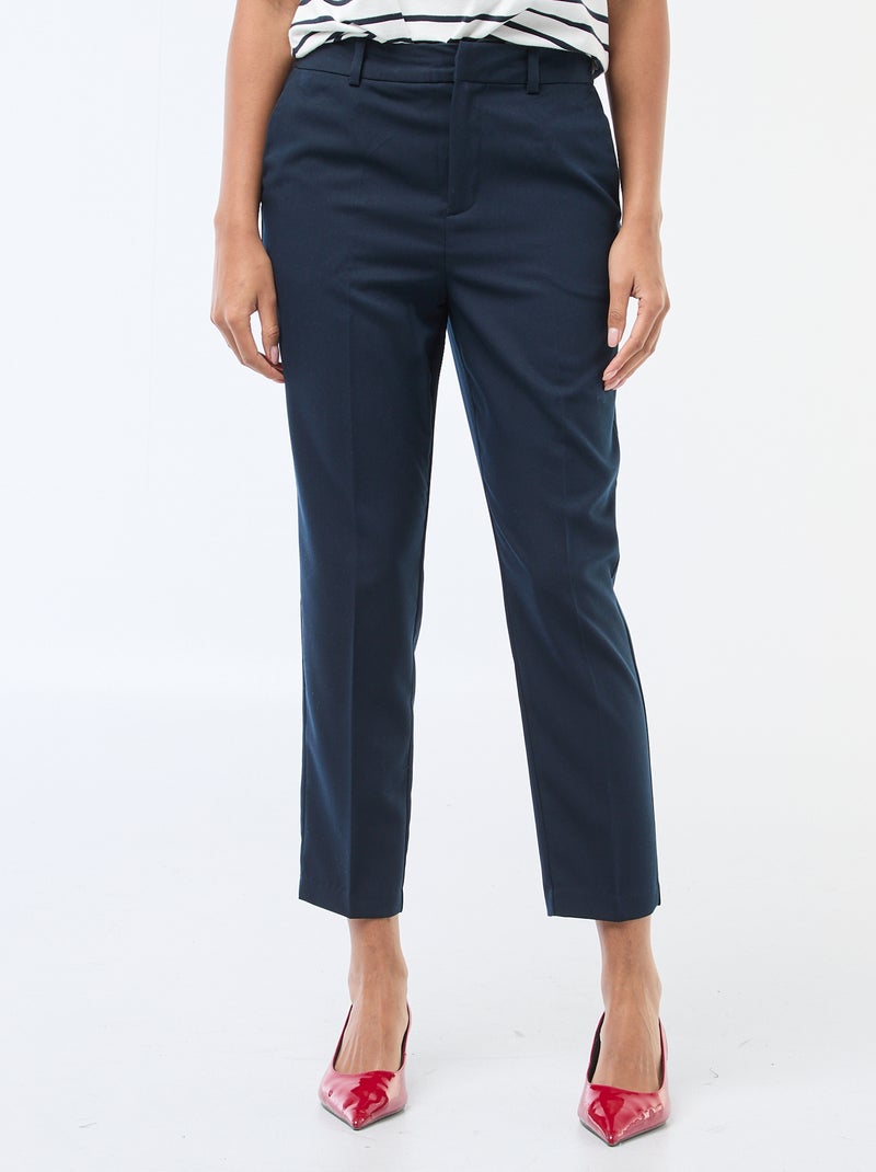 Pantalon cigarette uni pour femme Bleu - Kiabi