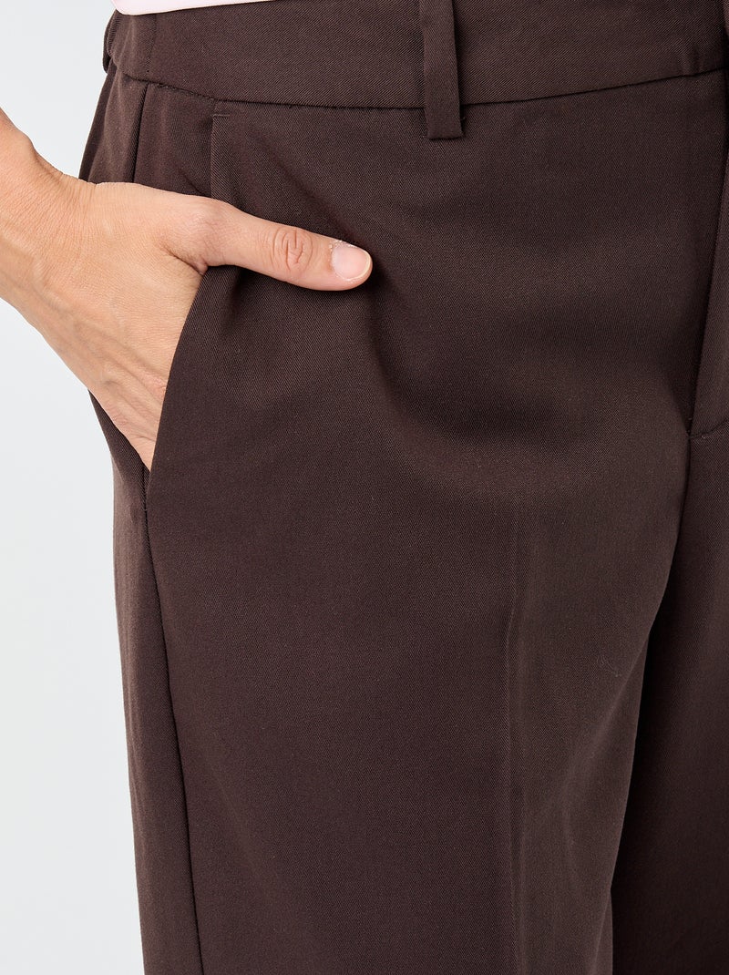 Pantalon cigarette uni pour femme Marron - Kiabi