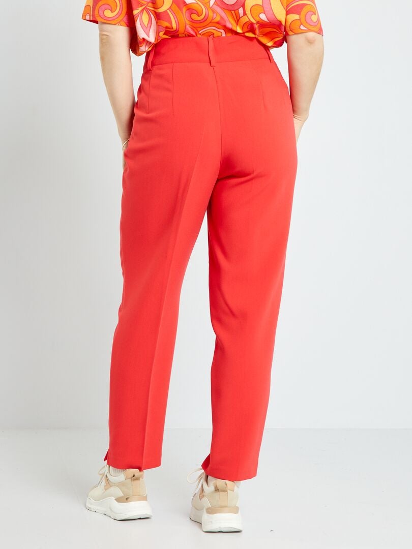 Pantalon cigarette uni rouge - Kiabi