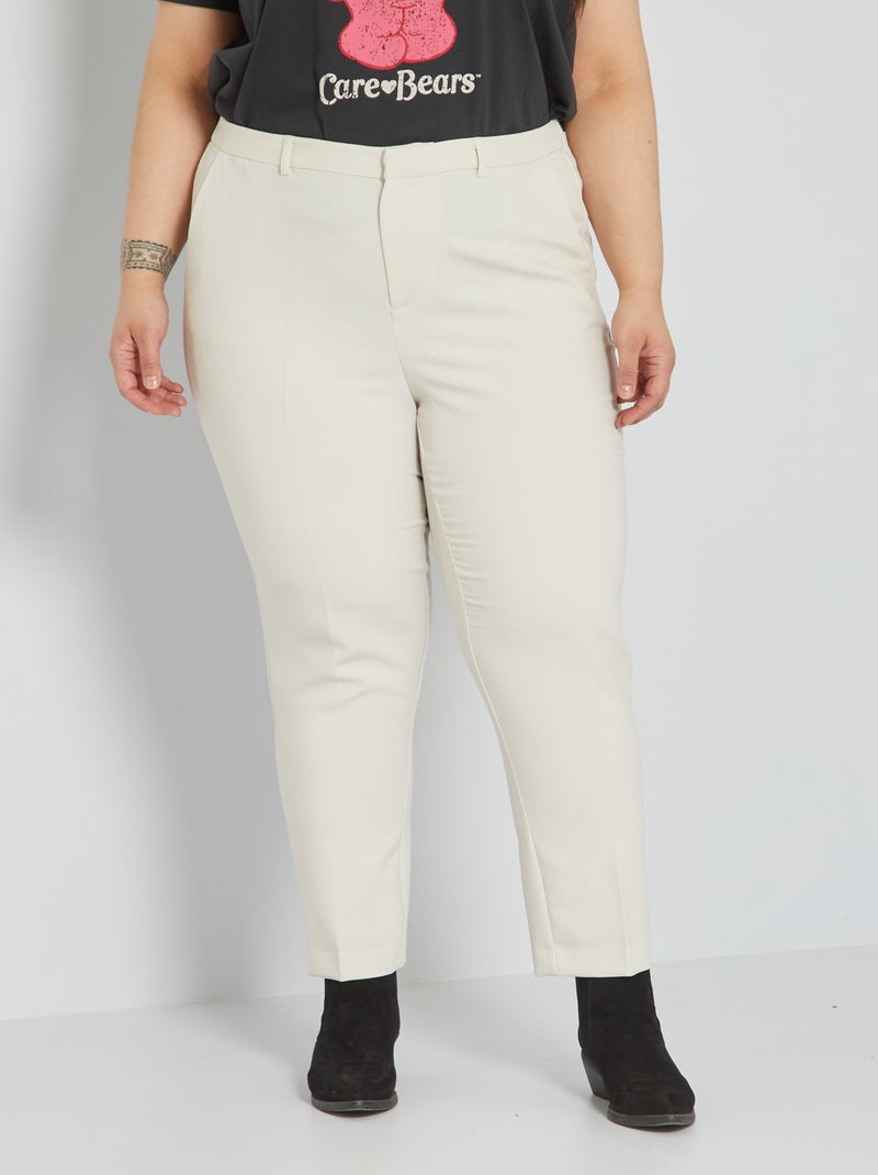 Pantalon city blanc calcaire - Kiabi