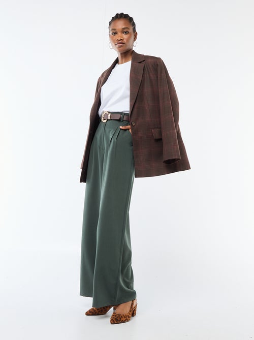 Pantalon city coupe large avec ceinture - Kiabi