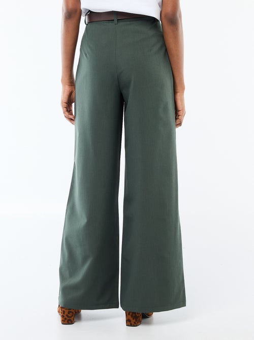 Pantalon city coupe large avec ceinture - Kiabi