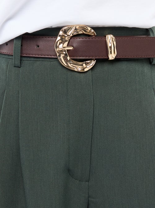 Pantalon city coupe large avec ceinture - Kiabi