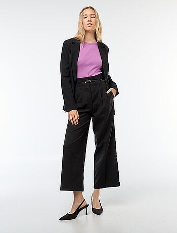Pantalon city coupe large avec fine ceinture