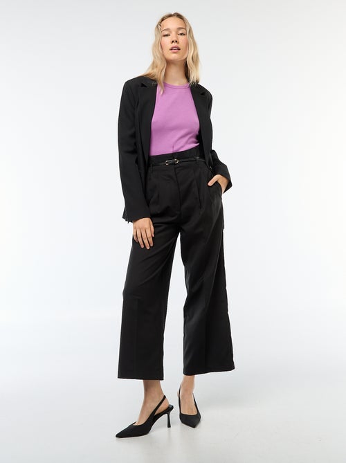 Pantalon city coupe large avec fine ceinture - Kiabi