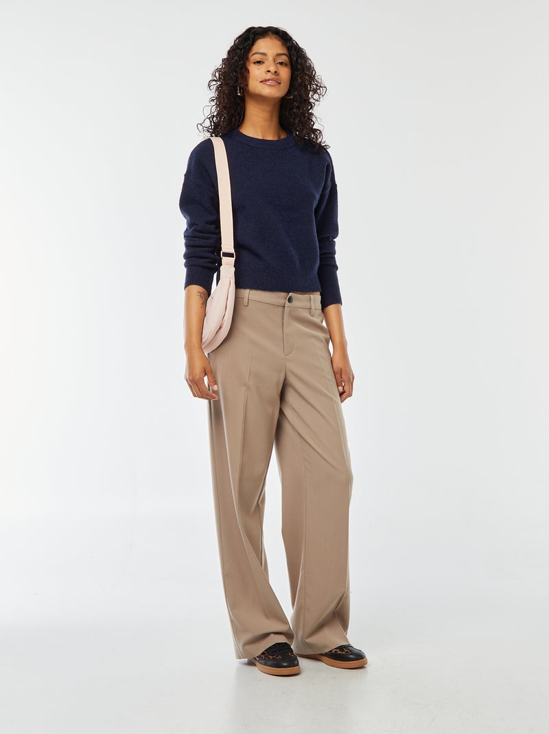Pantalon city large à pinces Beige - Kiabi