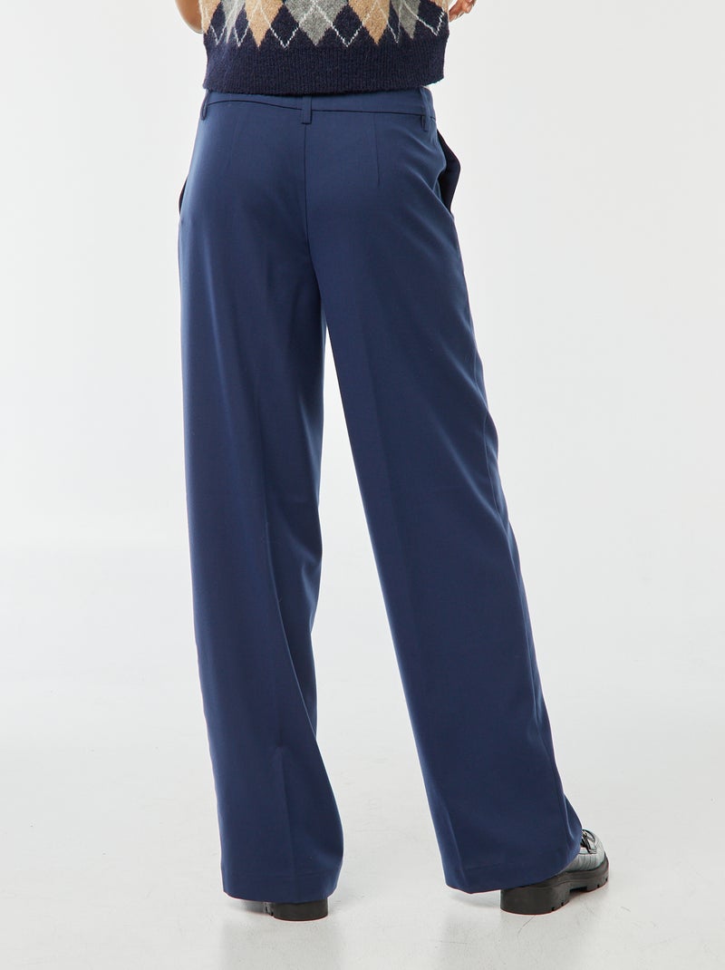 Pantalon city large à pinces Bleu marine - Kiabi