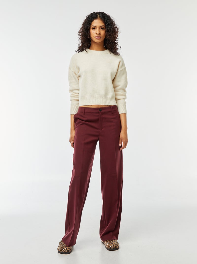 Pantalon city large à pinces Bordeaux - Kiabi