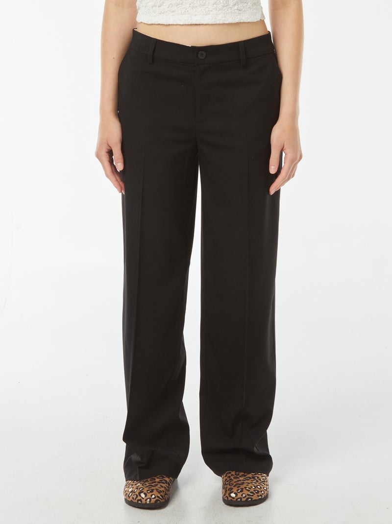 Pantalon city large à pinces Noir - Kiabi