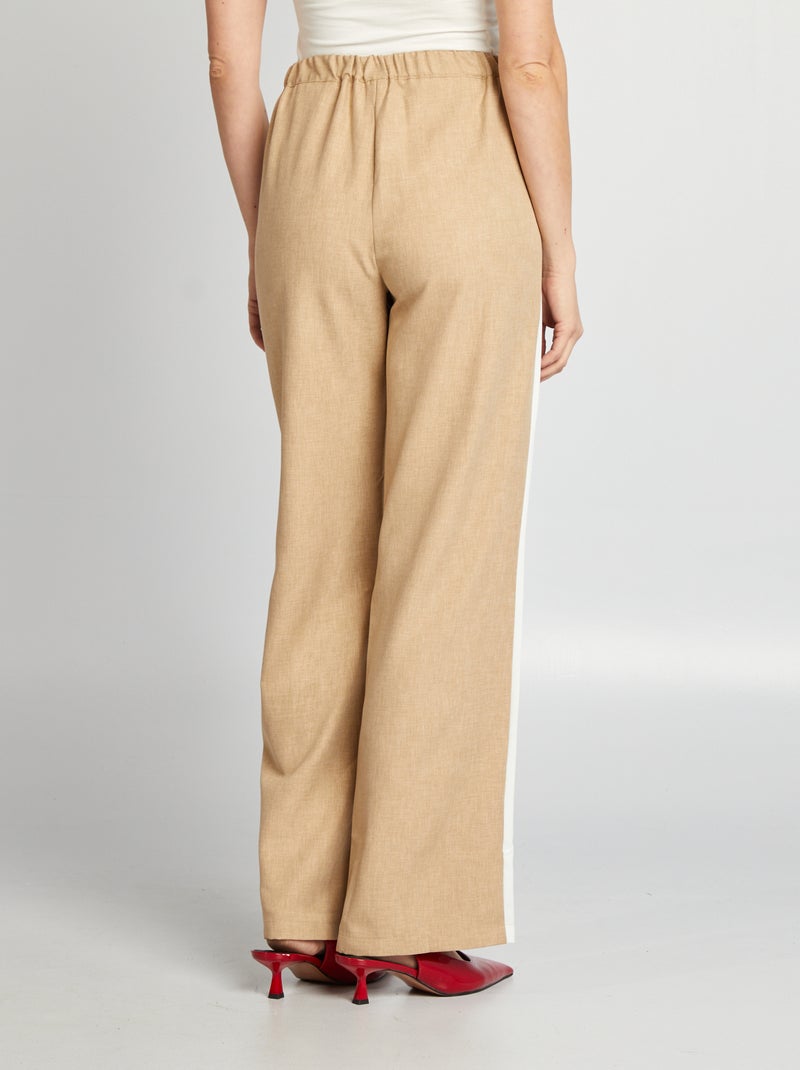 Pantalon city large avec bandes sur les côtés BEIGE - Kiabi