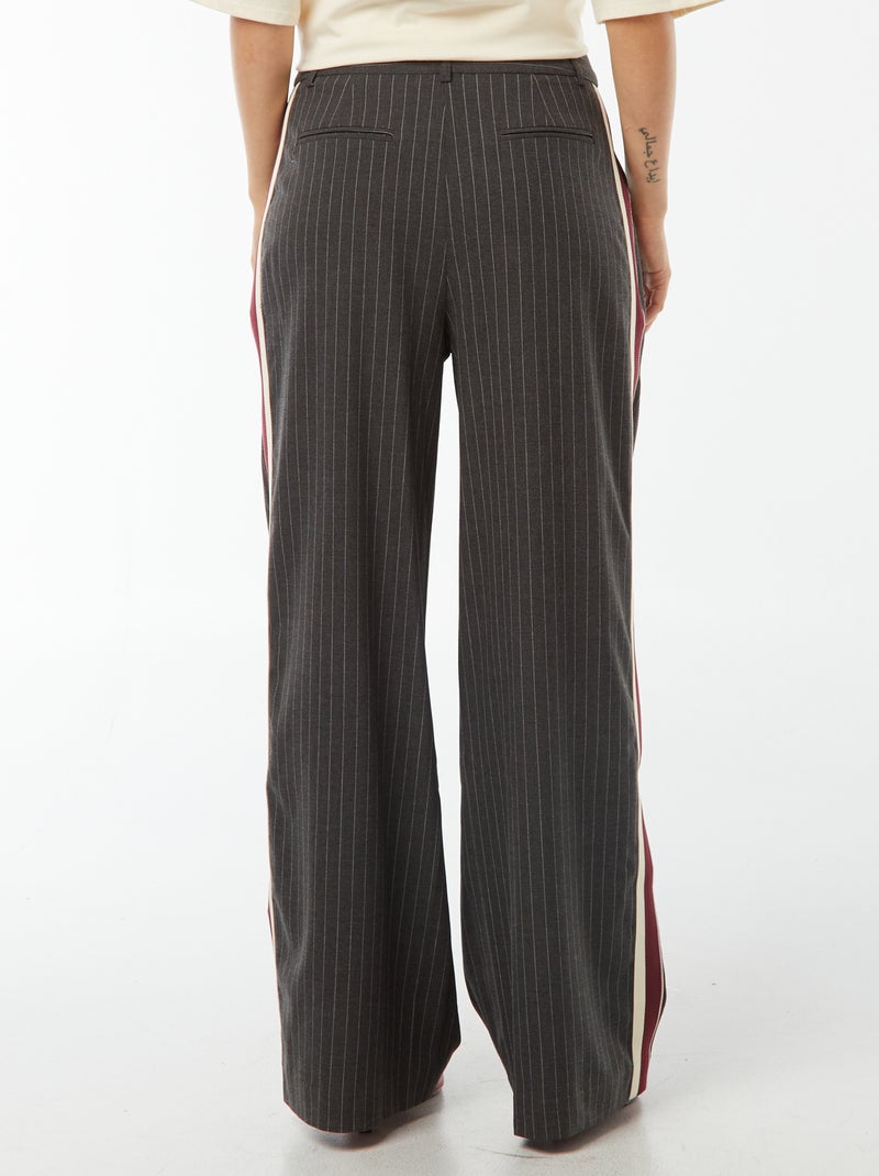 Pantalon city large Gris rayé - Kiabi