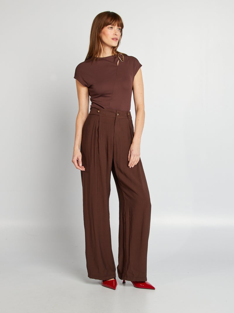 Pantalon city large MARRON - Kiabi