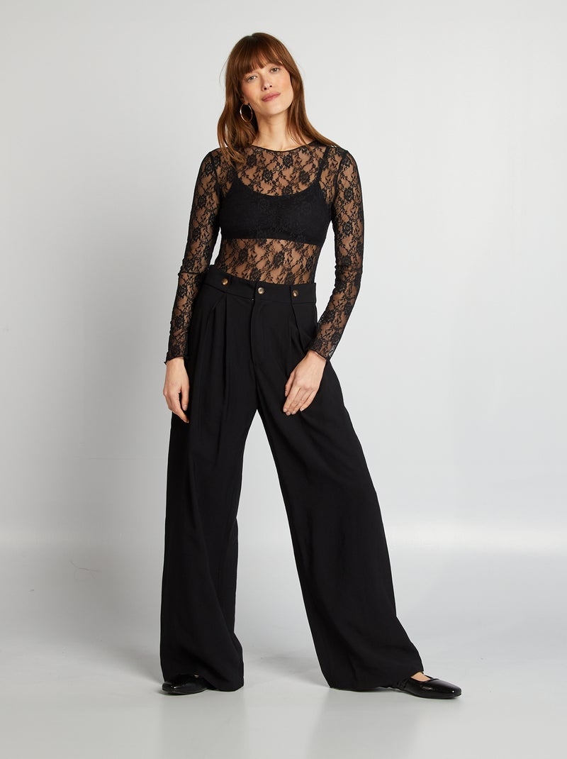 Pantalon city large noir - Kiabi