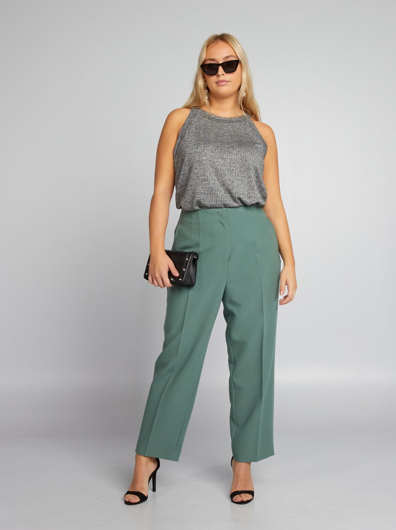 Pantalon city Vert - Kiabi