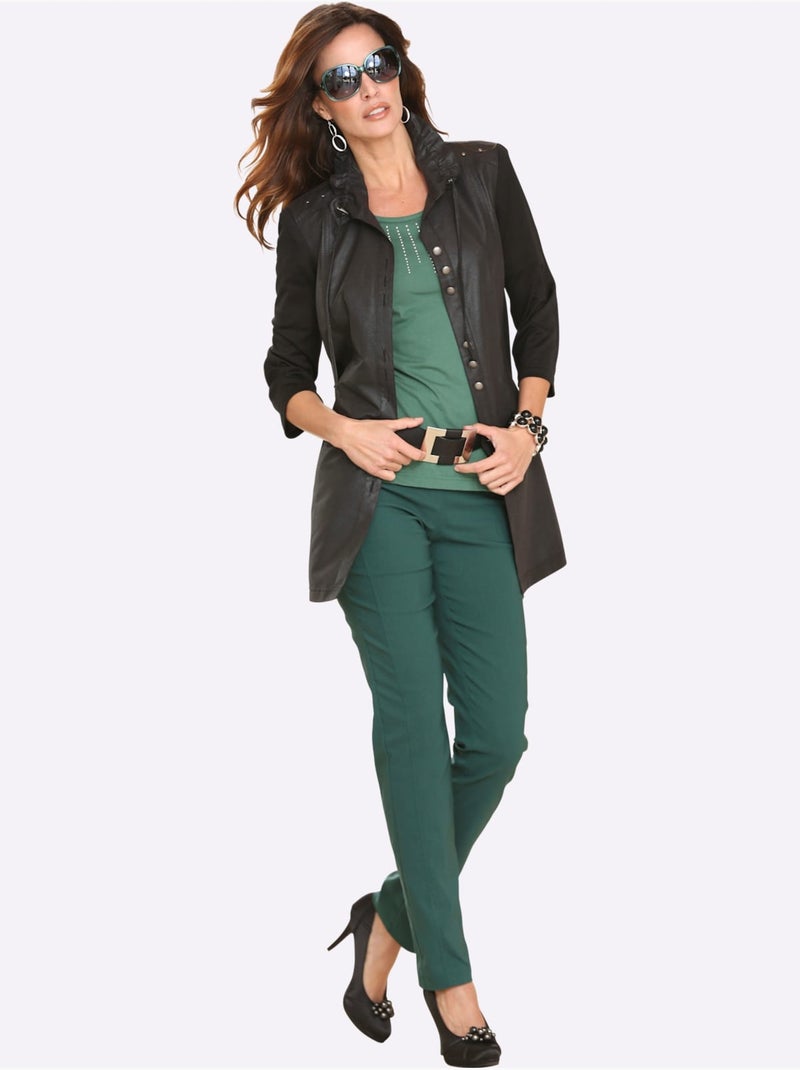 Pantalon classique uni extensible et liberté de mouvement - Taille extra courte - Witt Vert sapin - Kiabi