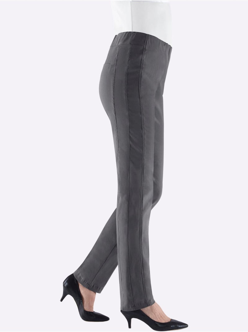 Pantalon classique uni extensible et liberté de mouvement - Taille standard - Witt Gris - Kiabi