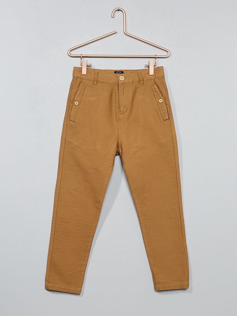 pantalon comfort texturé beige - Kiabi